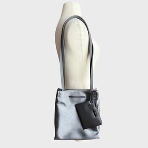Vintage Y2k Metallic‎ Silver Pewter Nine West Handbag Coin Purse Futuristic Rave
